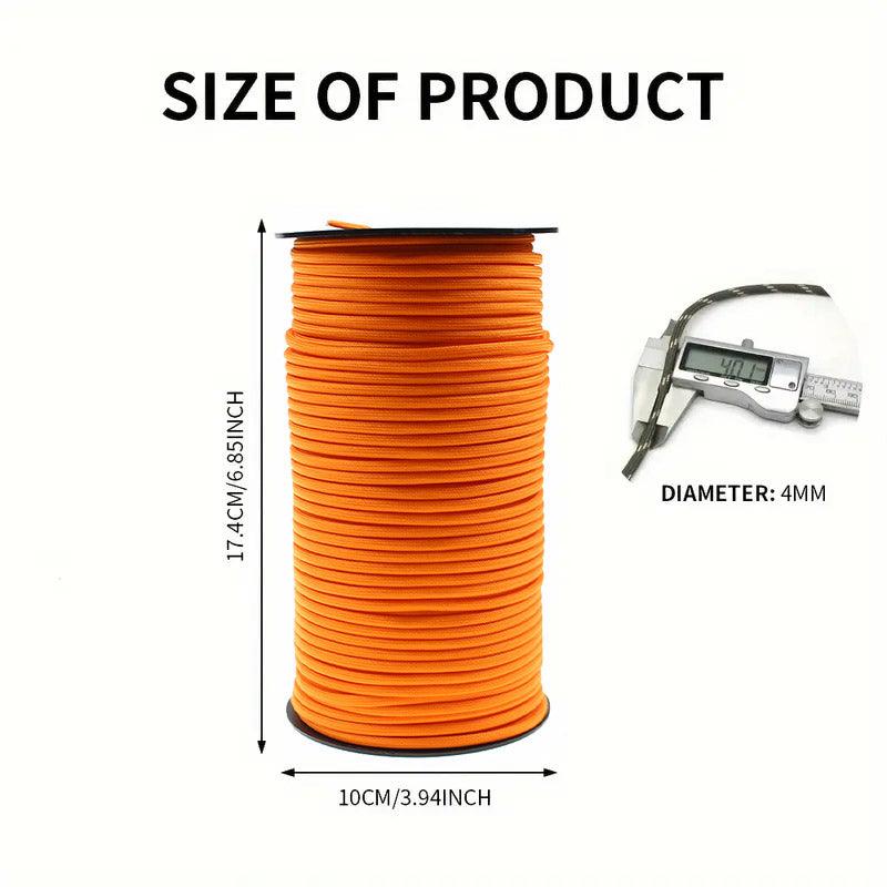 100m Paracord Outdoor Camping Binding Braided Rope Survival Gear Hiking Rope - Green