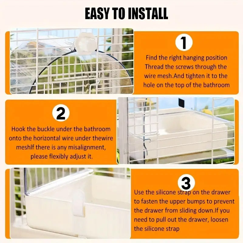 3in1 Parrot Bath Basin Bird Bathtub Cage or Accessory Pet Bird Feeder Water Bowl - Bathroom