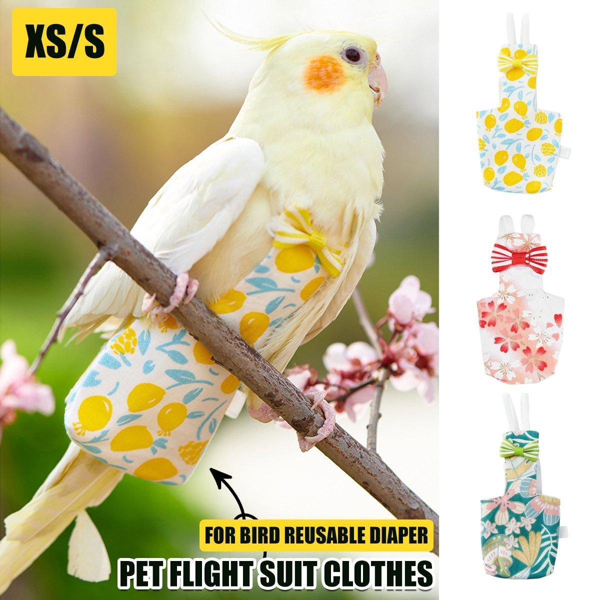 Adjustable Parrot Diaper Bird Flight Suit Tiger Skin Peony Special Supplies - Yellow-S
