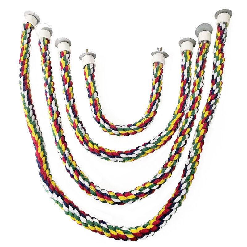 Parrot Rope Perch Colourful Bird Cage Toy Cotton Bungee Swing for Pet Birds - 105CM
