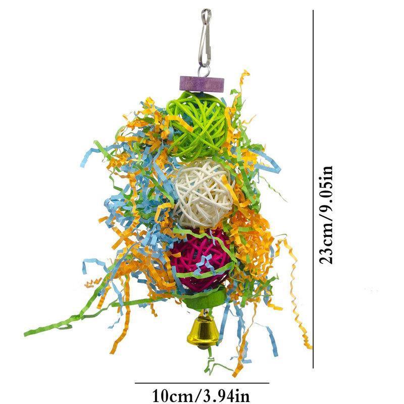 3PCS Bird Parrot Shredding Toys Chewing Foraging Hanging Cage Shredder Bell Toys