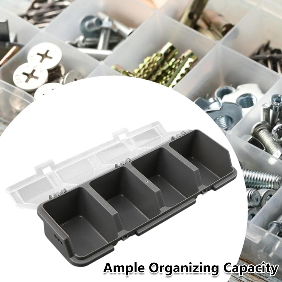 Plastic Screw Parts Storage Box Small Hardware Organizer Case with Four Grids