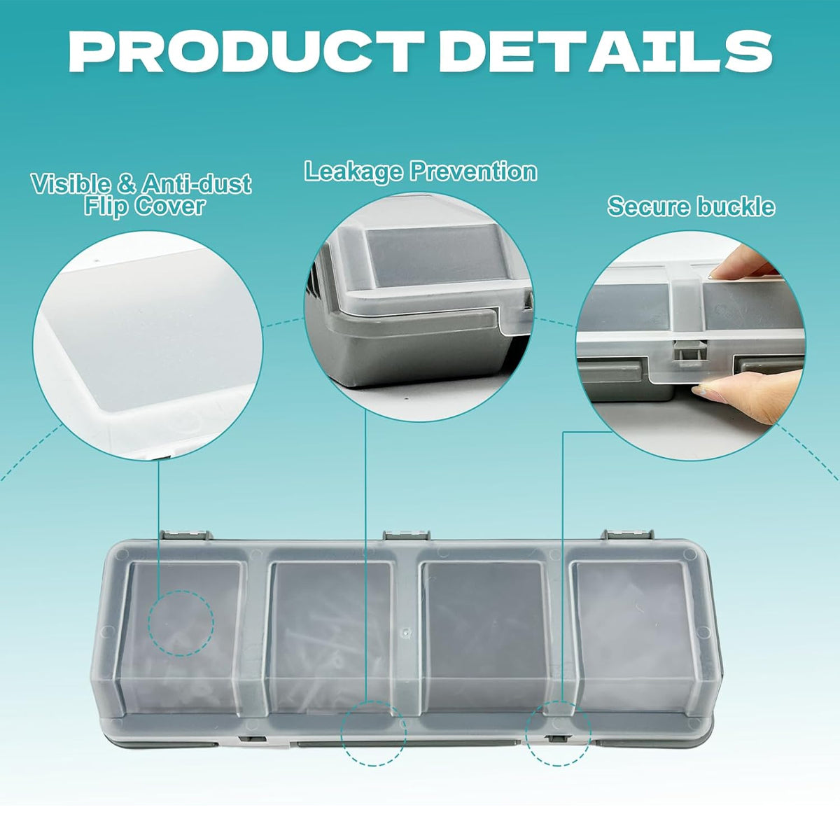 Plastic Screw Parts Storage Box Small Hardware Organizer Case with Four Grids