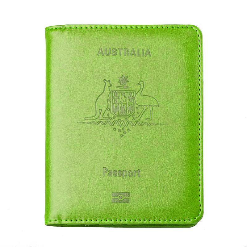 RFID Passport Holder Slim Leather Travel Wallet ID Card Cover Case for Men Women - Green