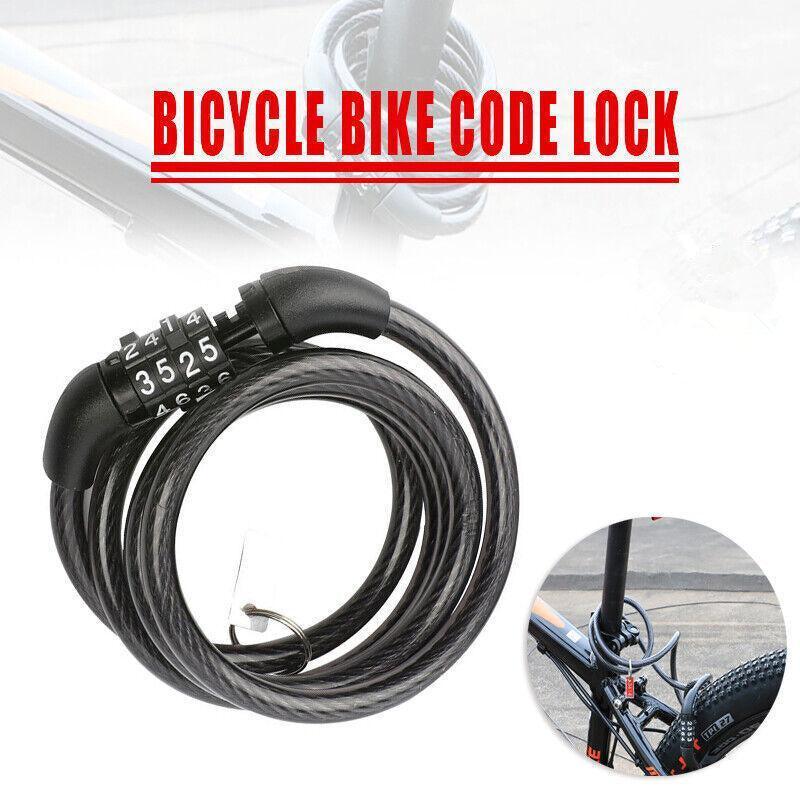 Bicycle Bike Code Lock Locker 4 Digits Password Code Steel Cable Secure Tough