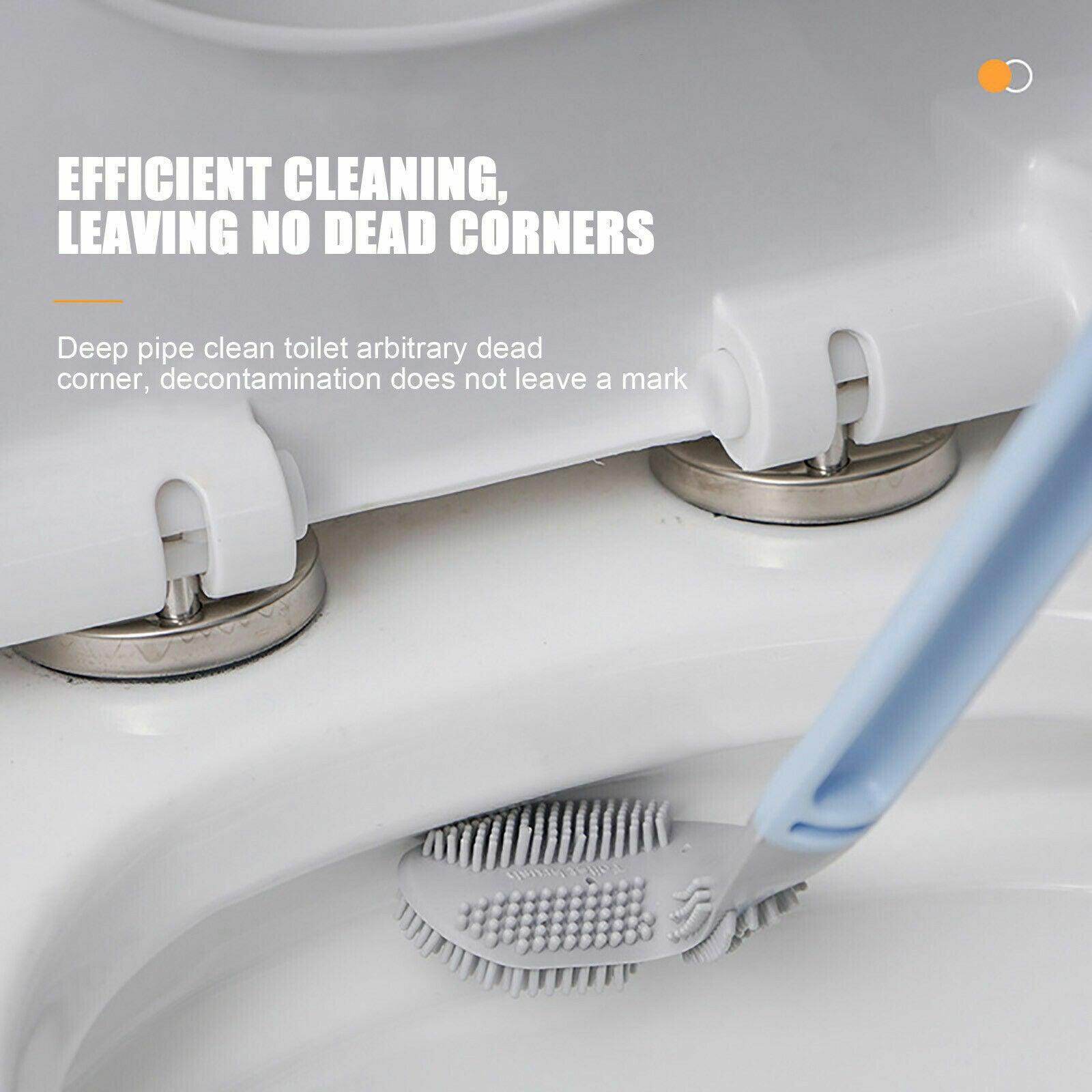 Golf Toilet Brush Long-Handled Toilet Brush Wall-Mounted Silicone Toilet Brush - Blue