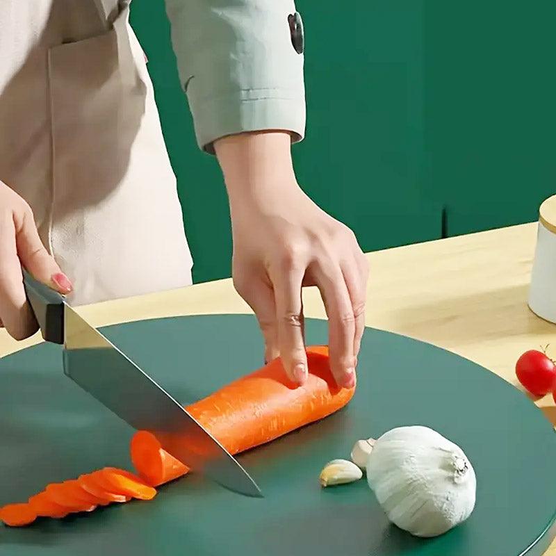 Round Green Plastic Kitchen Chopping Board Household Food Cutting Board Tool - 35cm