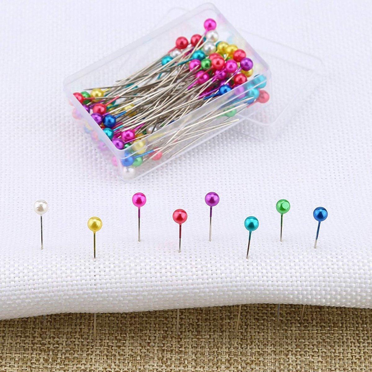 9Boxs Multicolor Pearl Head Pins Sewing Craft Needles for Cross Stitch Quilting