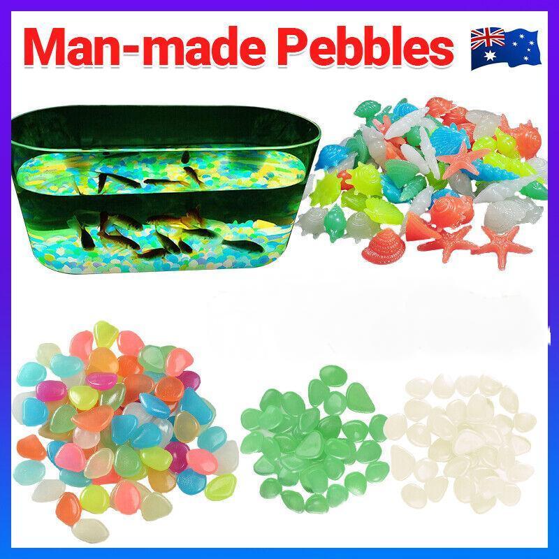 Pebbles Stone Glow in the Dark Rock Fish Tank Stones Garden Road - Green