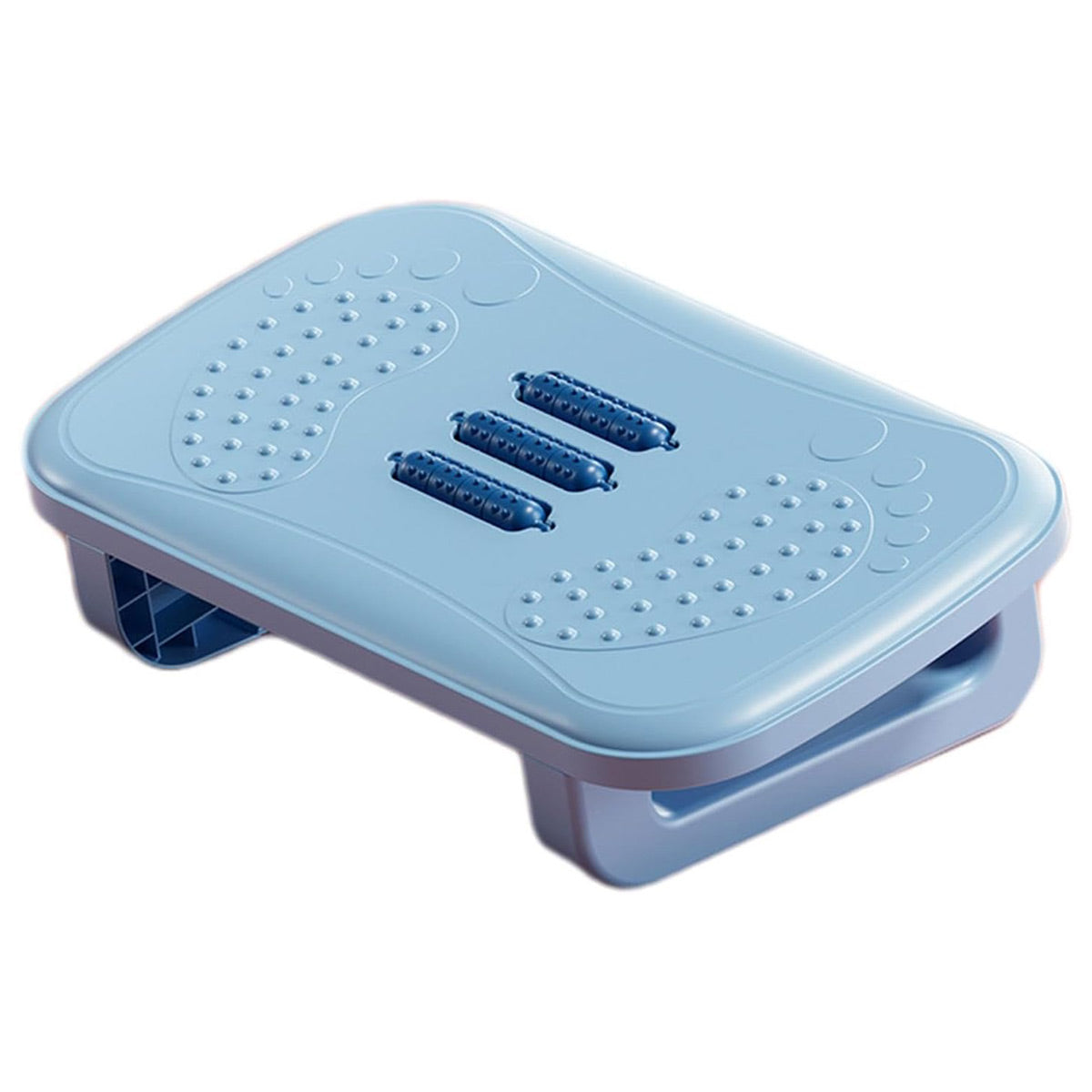 Ergonomic Office Footrest Adjustable Under Desk Stool Anti Fatigue Foot Support - Blue