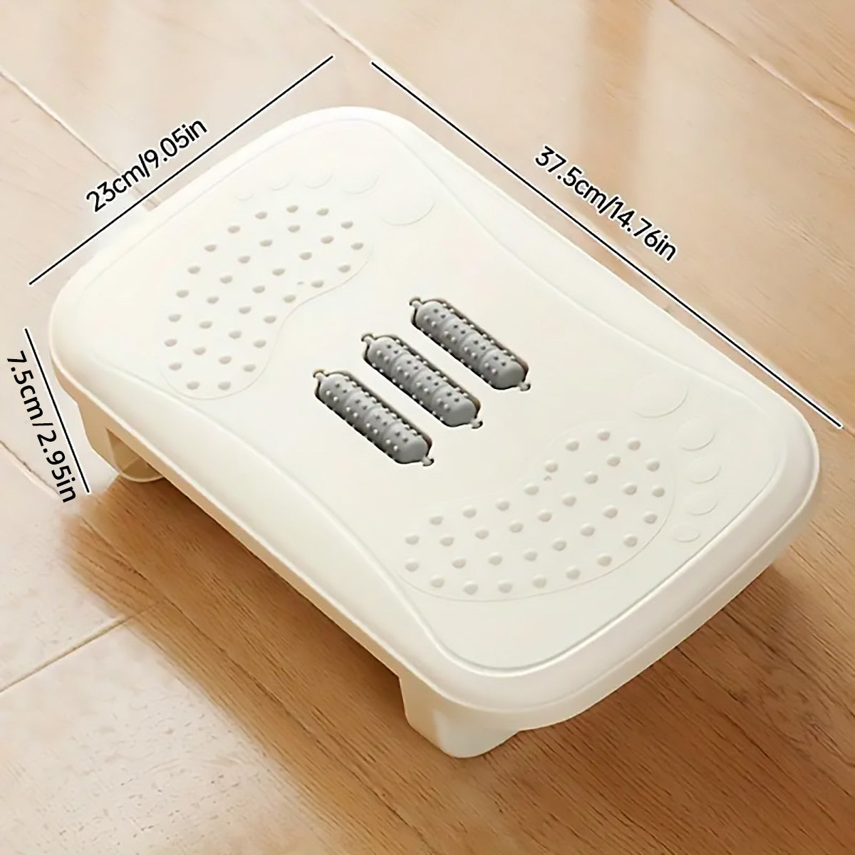 Ergonomic Office Footrest Adjustable Under Desk Stool Anti Fatigue Foot Support - White