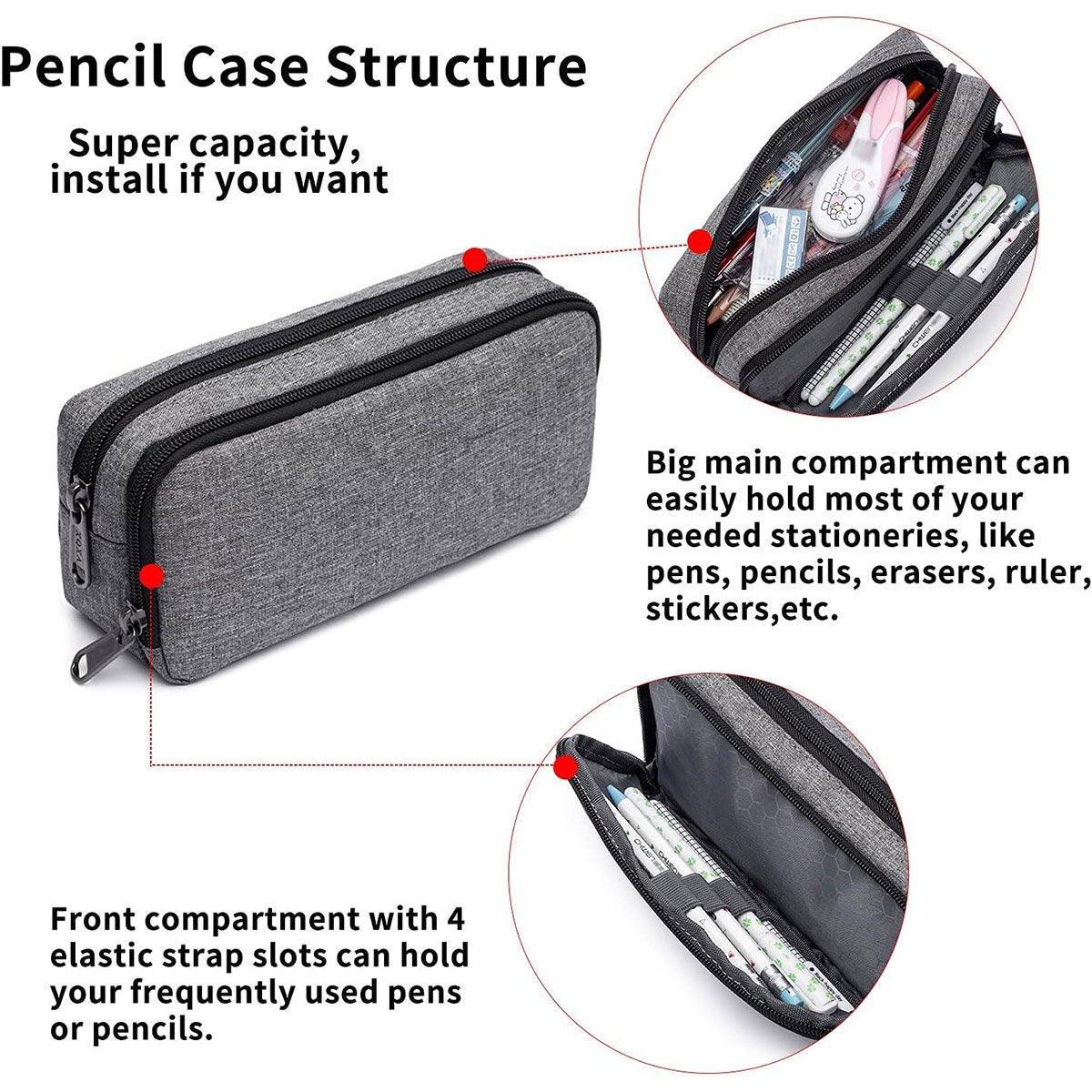 Large Capacity Pencil Case Double Layer for Primary School Students Creative Bag - Black