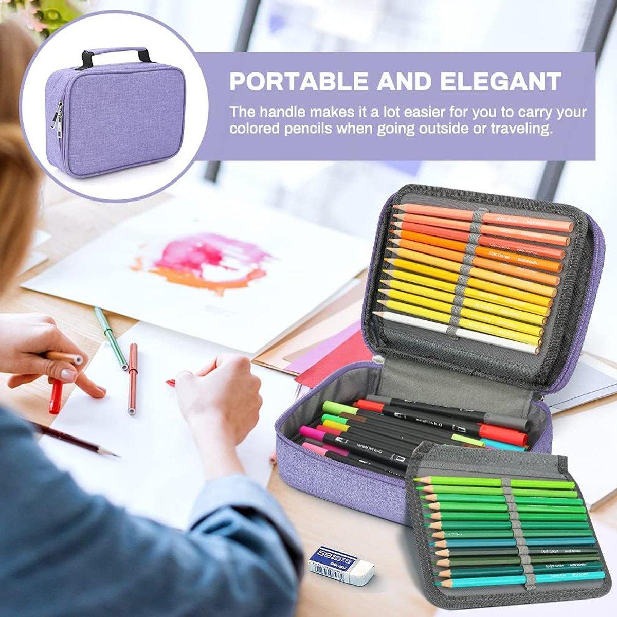 Large Capacity Waterproof Pen Pouch Pencil Case Student Stationery Storage Bag - Purple