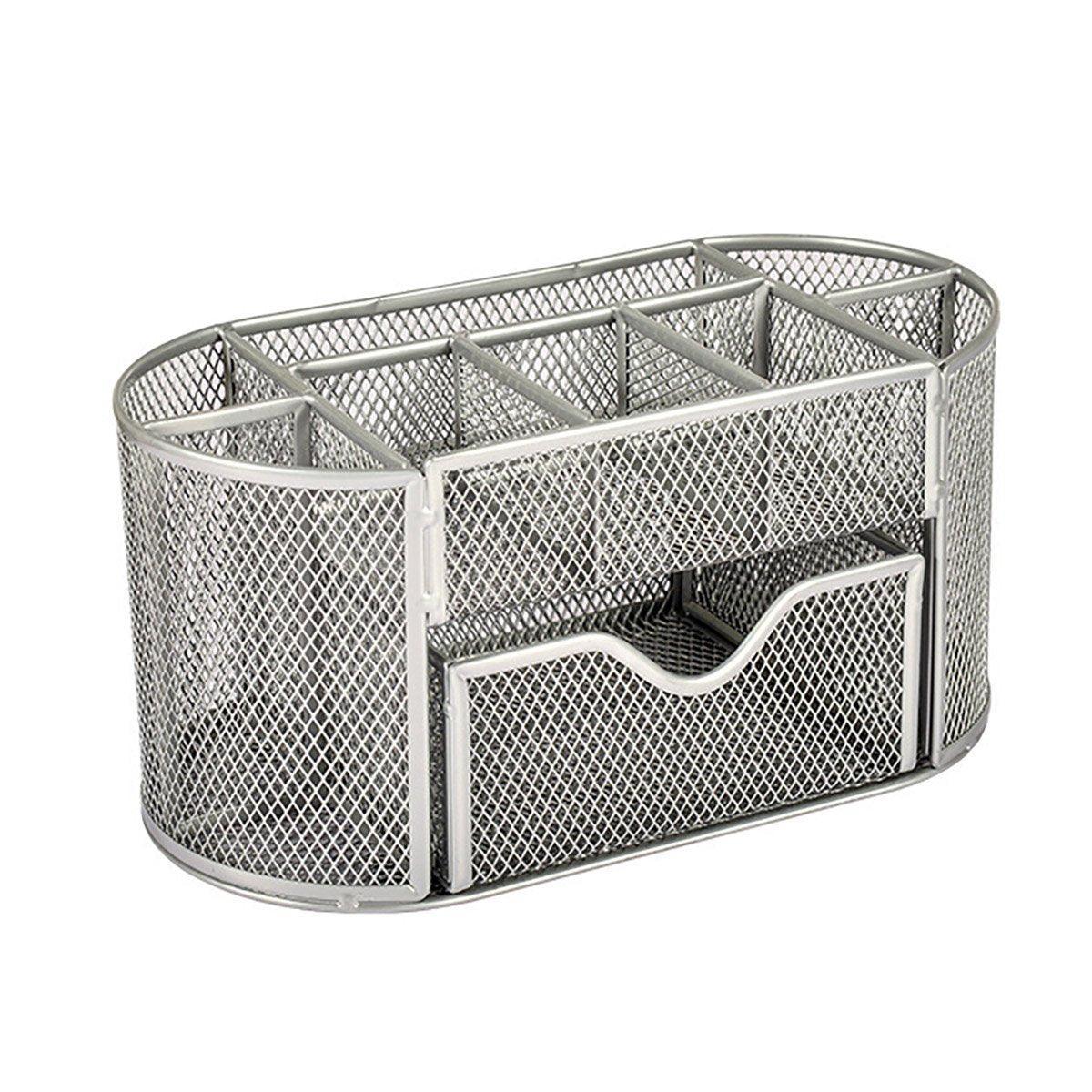 Creative Metal Desktop Pen Holder Multi-function Storage Box Organizer Rack - Black