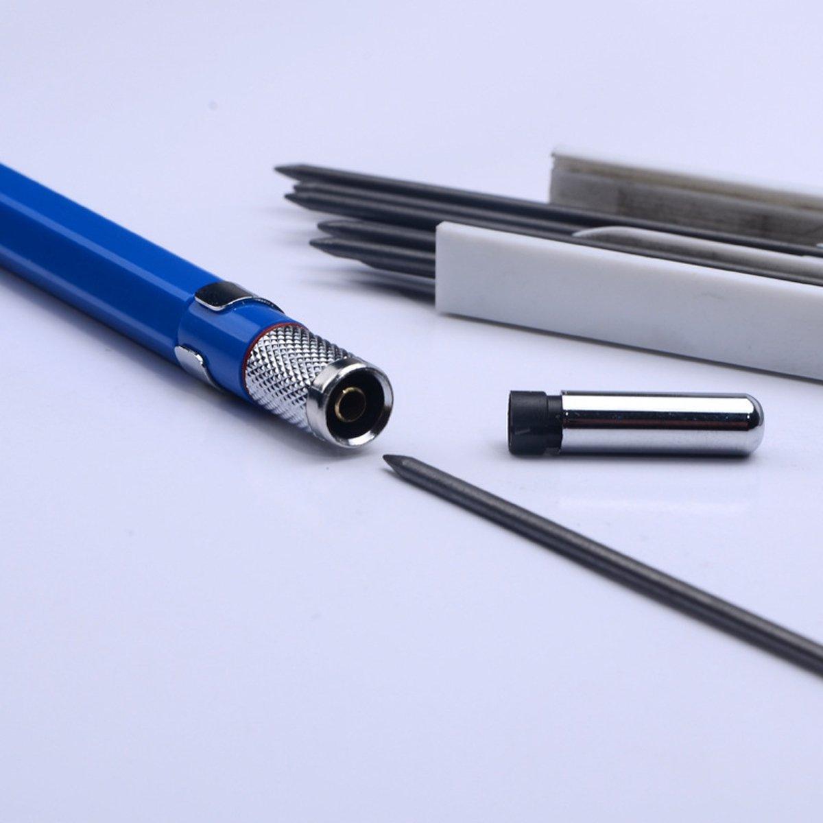 2mm HB Lead Holder Pen Automatic Mechanical Drafting Drawing Pencil Art Tool - Blue(1PCS)+Black(1PCS)