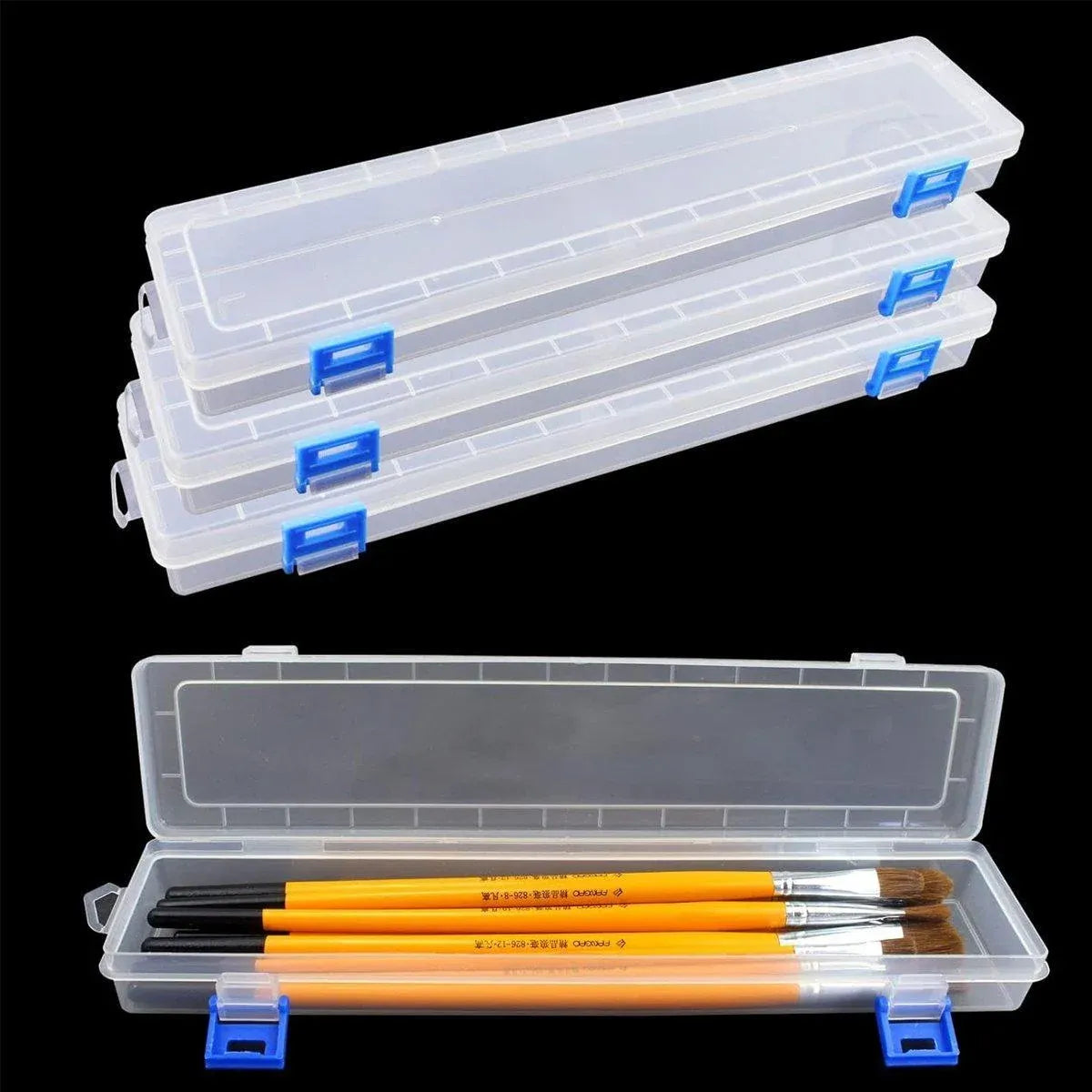 10PCS Clear Brush Storage Box for Gouache Watercolor Oil Painting Pen Holder Box