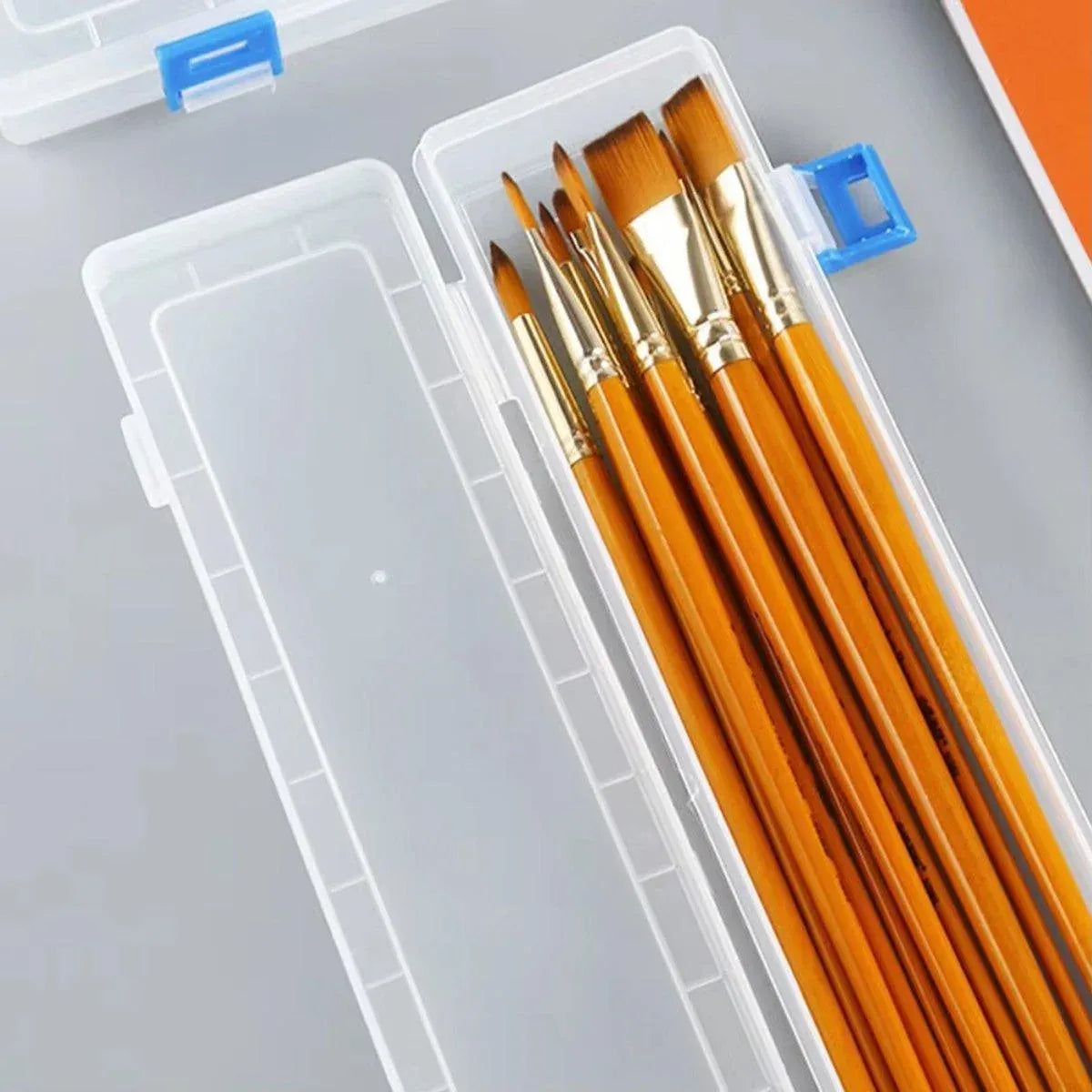 10PCS Clear Brush Storage Box for Gouache Watercolor Oil Painting Pen Holder Box