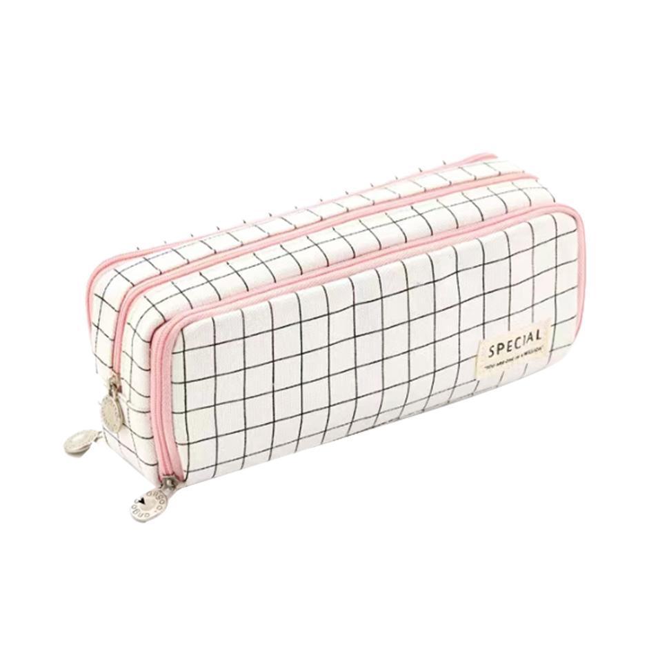 Zipper Pencil Case Large Capacity Storage Bag School Stationery Makeup Organizer - Dot