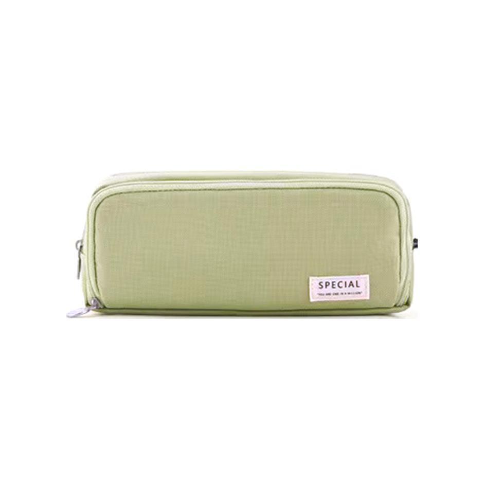 Zipper Pencil Case Large Capacity Storage Bag School Stationery Makeup Organizer - Green