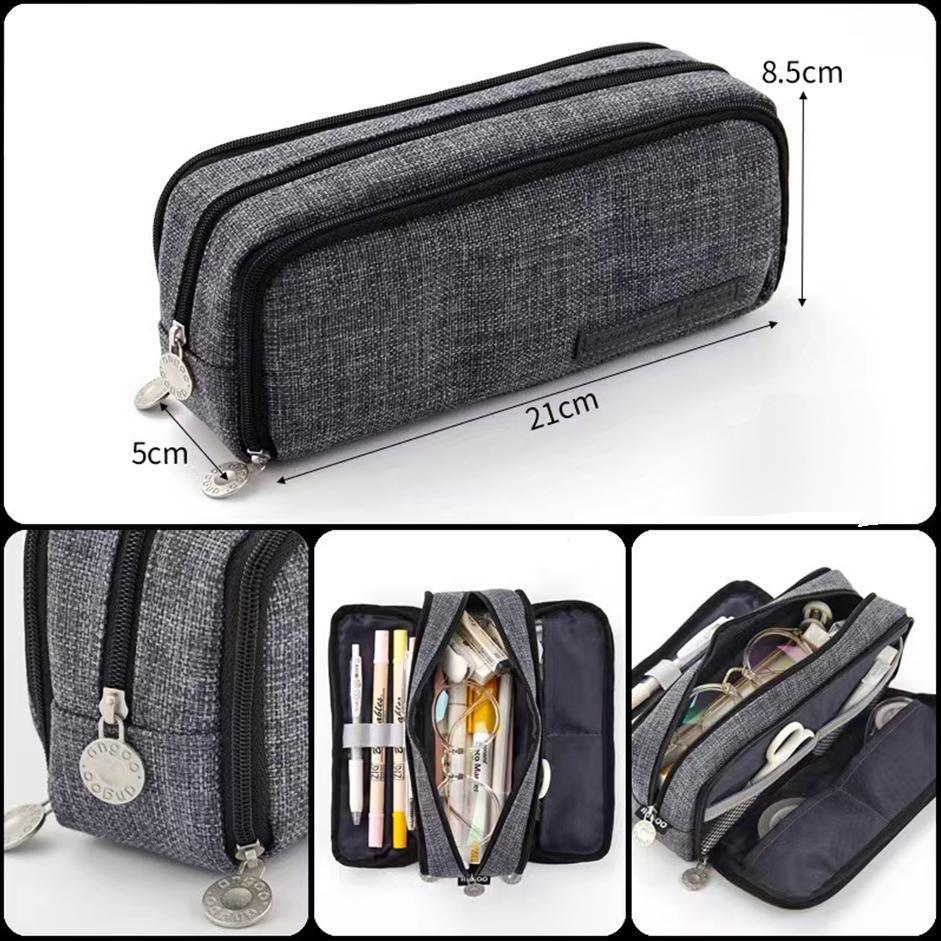 Zipper Pencil Case Large Capacity Storage Bag School Stationery Makeup Organizer - Purple