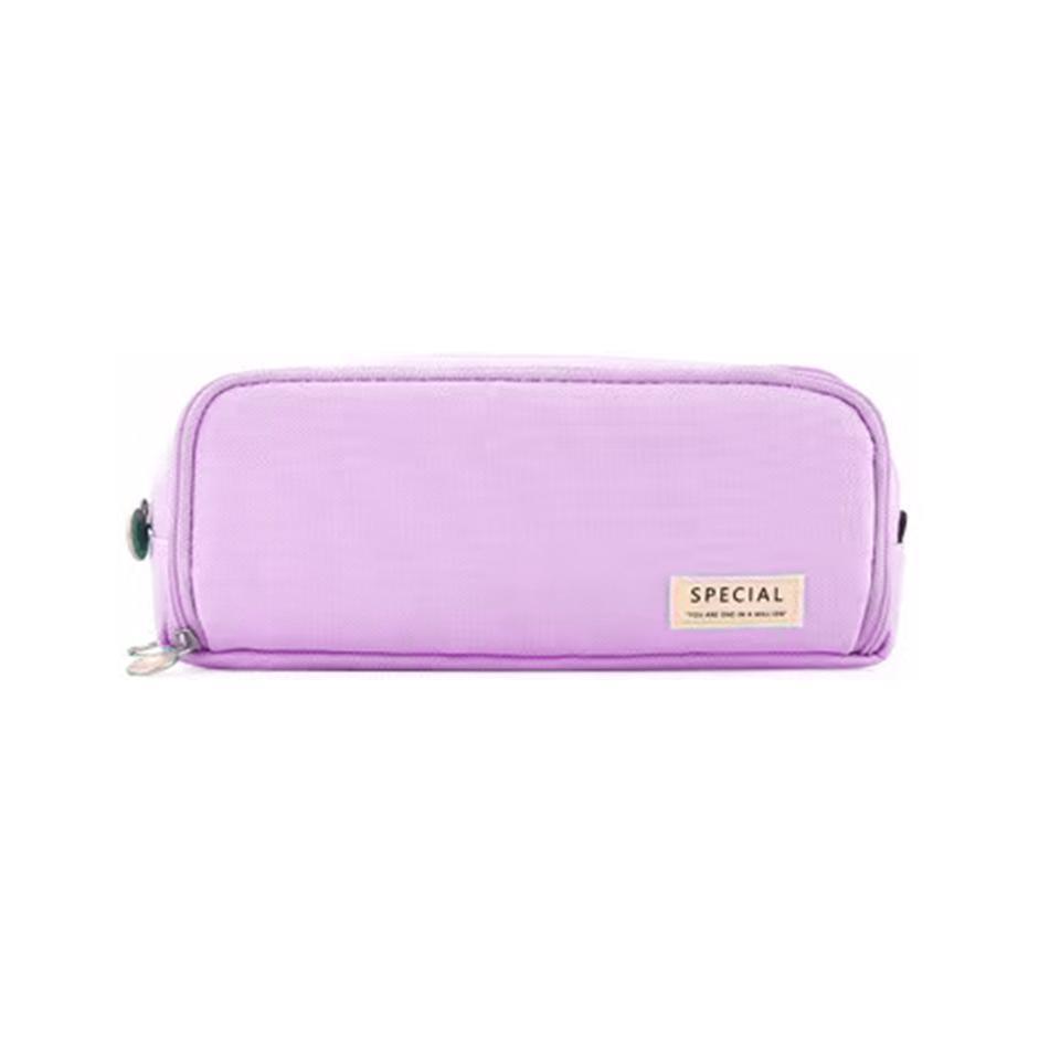 Zipper Pencil Case Large Capacity Storage Bag School Stationery Makeup Organizer - Purple