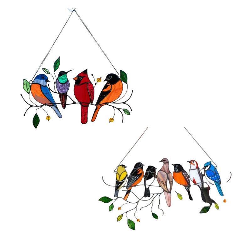 Colorful Birds Hanging Ornament Window Suncatcher Home Decoration Gift - 7 Birds