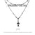 Women Fashion Double Layer Cross Pendant Necklace Retro Casual Sweater Chain