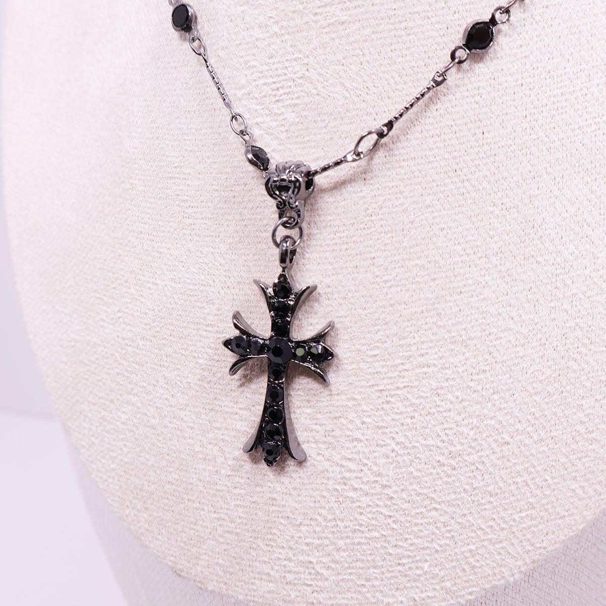 Women Fashion Double Layer Cross Pendant Necklace Retro Casual Sweater Chain