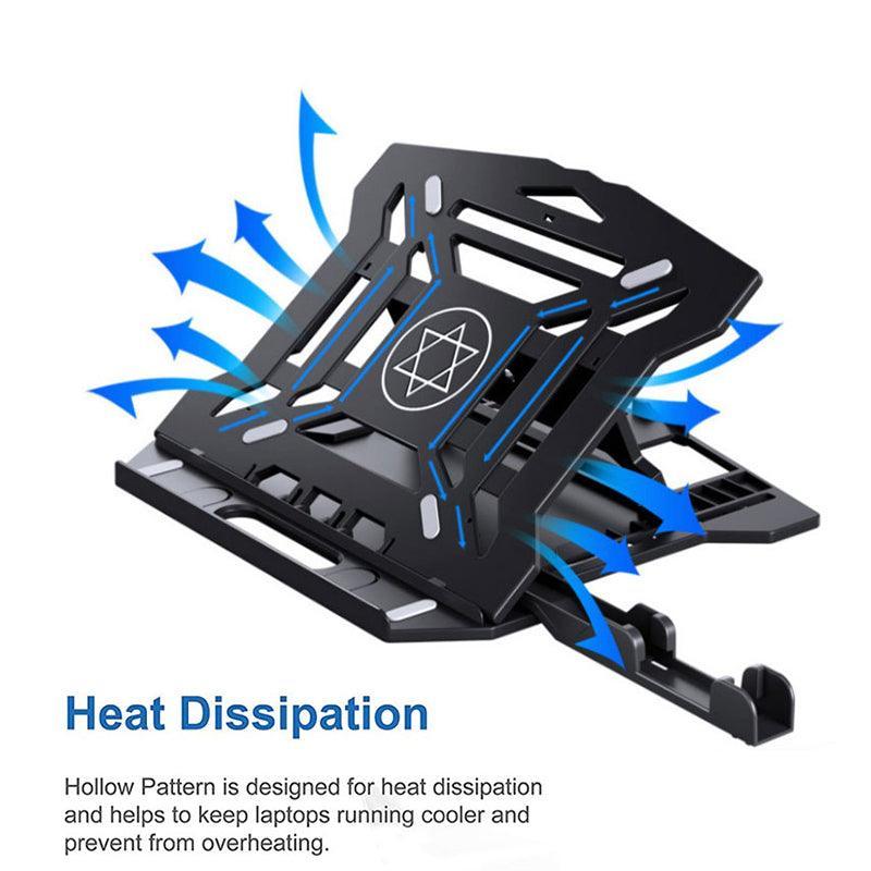 Adjustable Laptop Stand with 360-Degree Base for Desk Riser Home Office Holder - Black