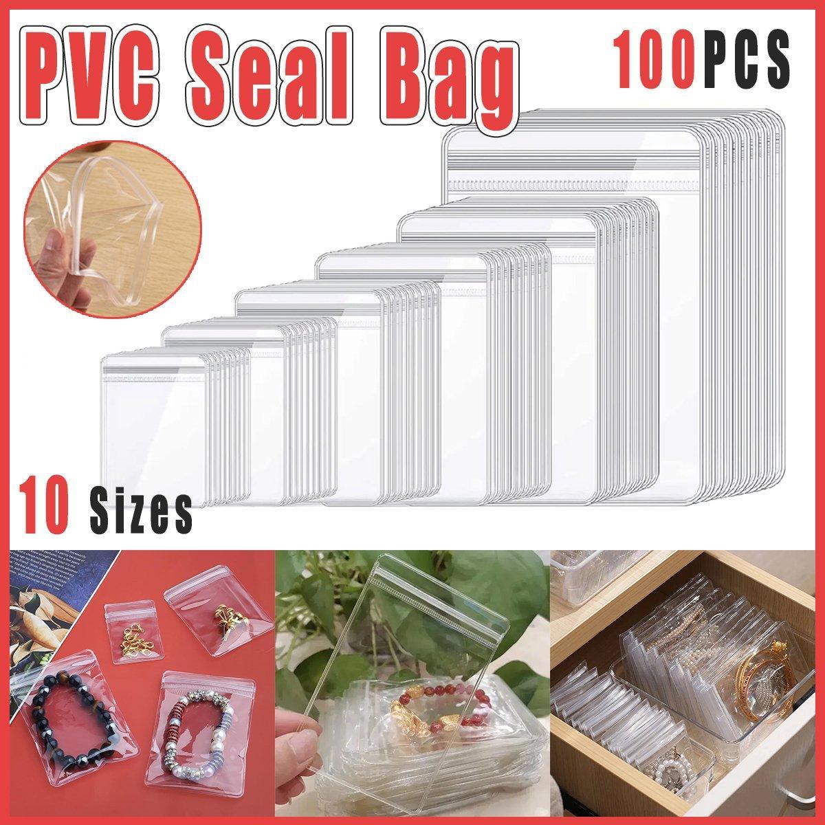 100pcs PVC Self-Sealing Jewelry Bags Anti-Oxidation Storage Dustproof Bags - 5*7cm