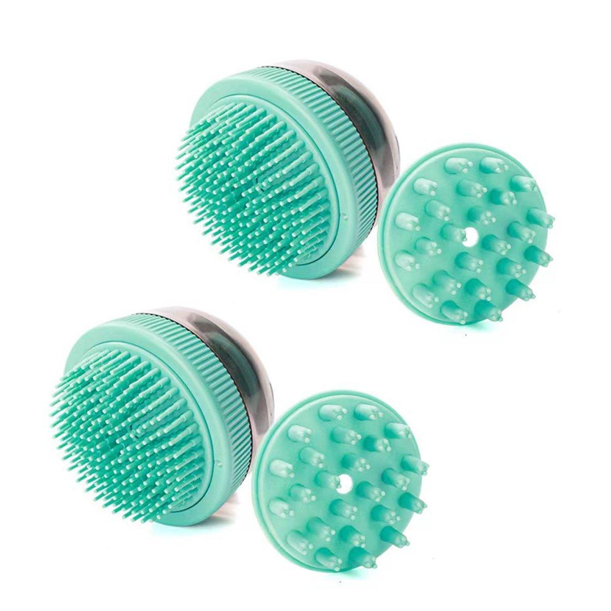 2PCS Pet Cleaning Brush Bath Massage Gel Dispenser Cats Dogs Grooming Tool - Blue
