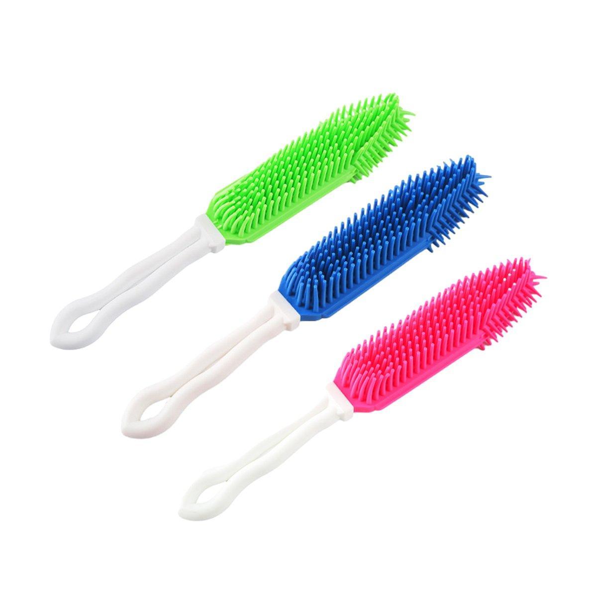3PCS Pet Hair Remove Brush Car Detailing Brush Portable Dog Rubber Massage Brush