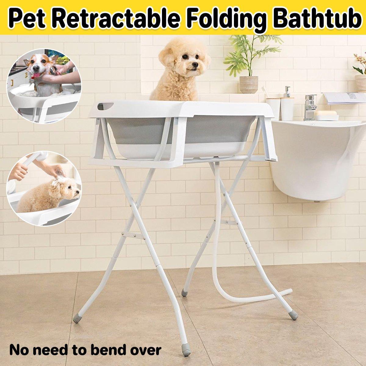Pet Bath Tub Elevated Stand for Cats and Puppies Portable Bathing Tub for Pets