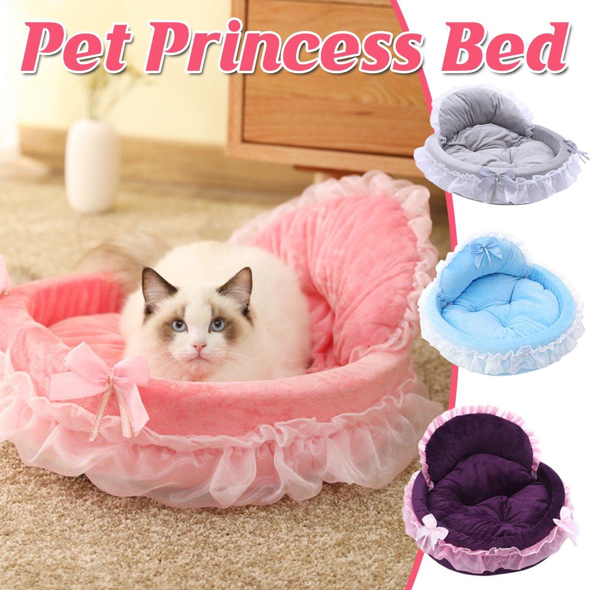 Princess Pet Kennel Soft Comfortable Cat and Dog Bed House for Small Pets - Grey