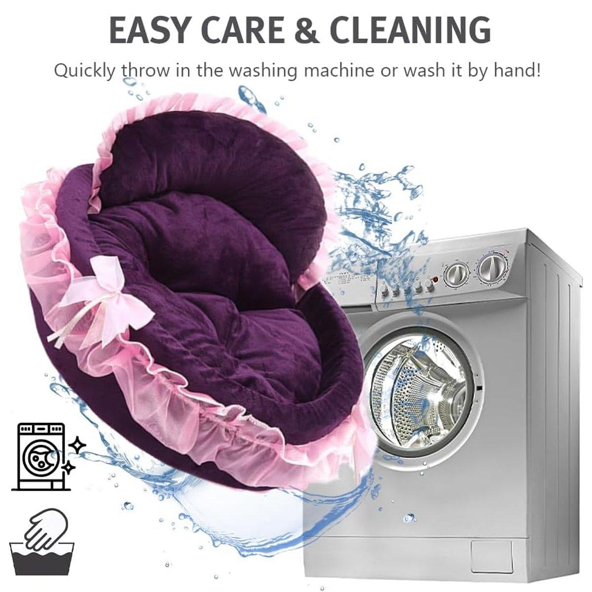 Princess Pet Kennel Soft Comfortable Cat and Dog Bed House for Small Pets - Grey