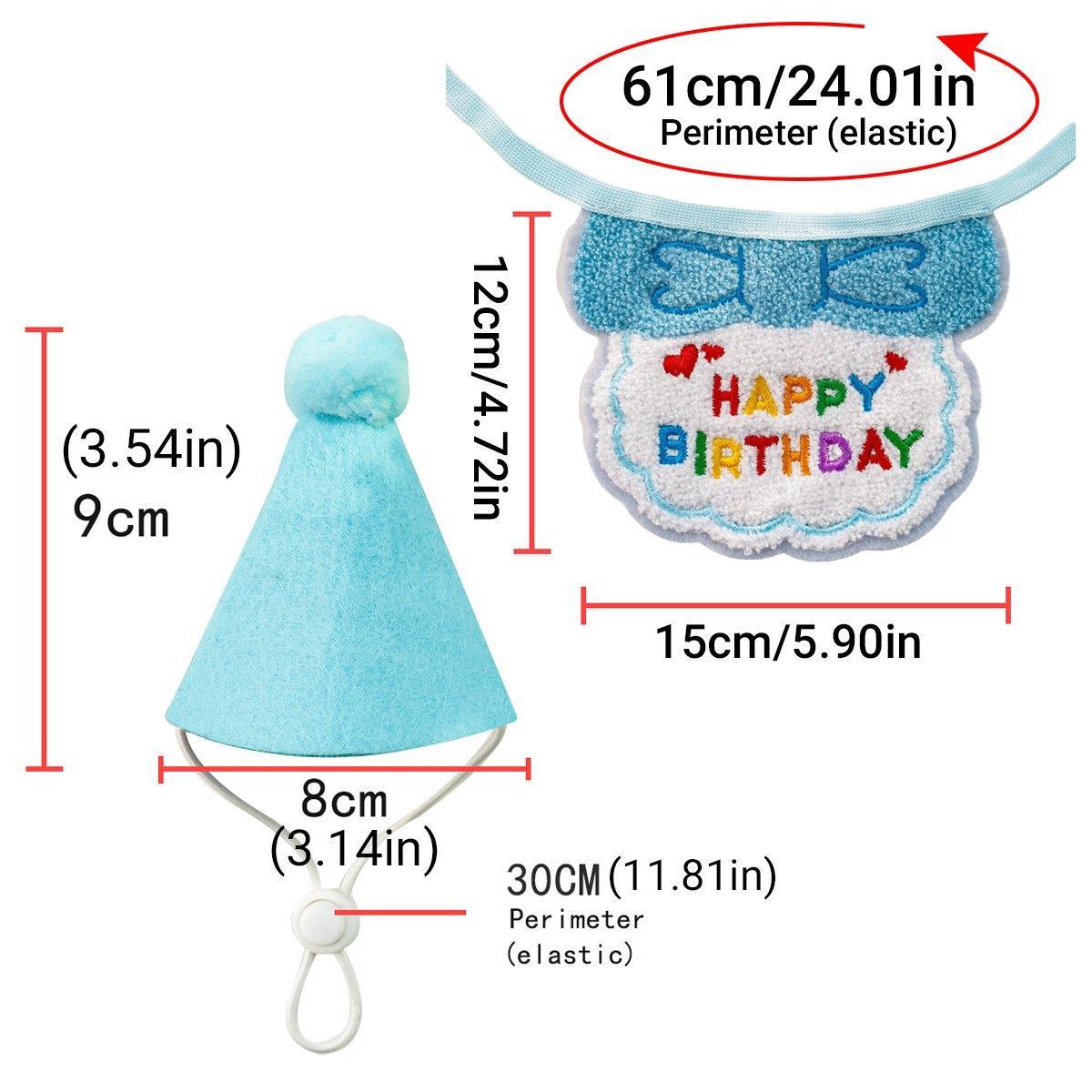 Pet Birthday Dog Cat Bib Scarf Hat Accessory Dogs Cats Celebration - Sky Blue