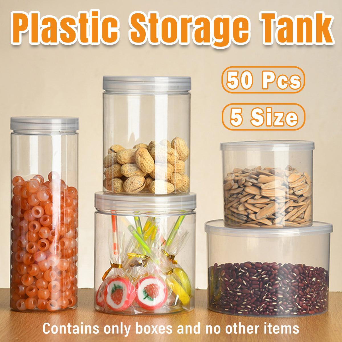 Wide Mouth Plastic Food Bottles 50pcs Transparent Sealed Storage Tanks Container - 10cm x 8.5cm