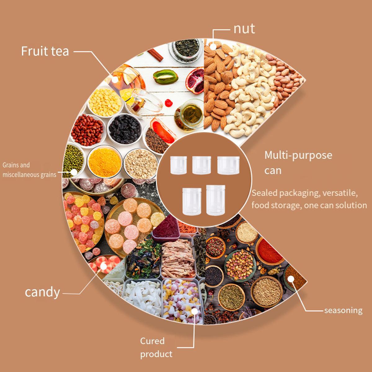 Wide Mouth Plastic Food Bottles 50pcs Transparent Sealed Storage Tanks Container - 10cm x 8.5cm