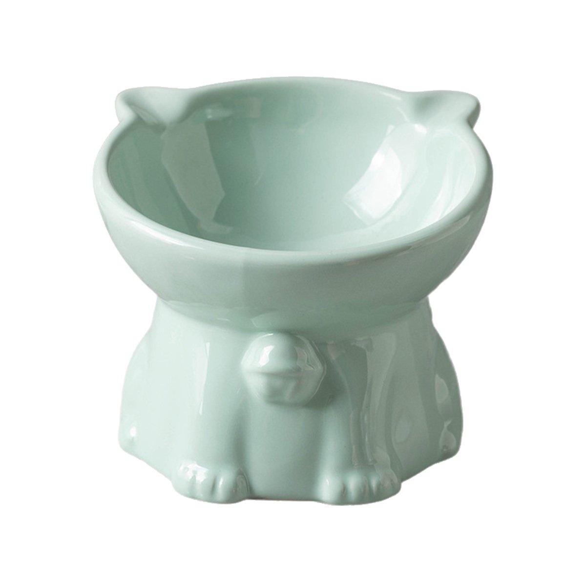Ceramic Cat Bowl Cute Tall Raised Cat Food Bowl for Pets Eating Comfortably - Pink