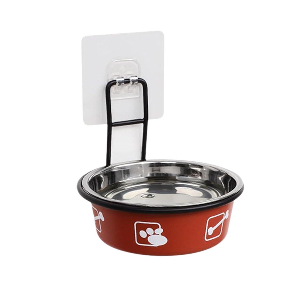 Stainless Steel Pet Bowl Hanging Cat Food Water Bowl Durable for Dogs and Cats - Black-12cm