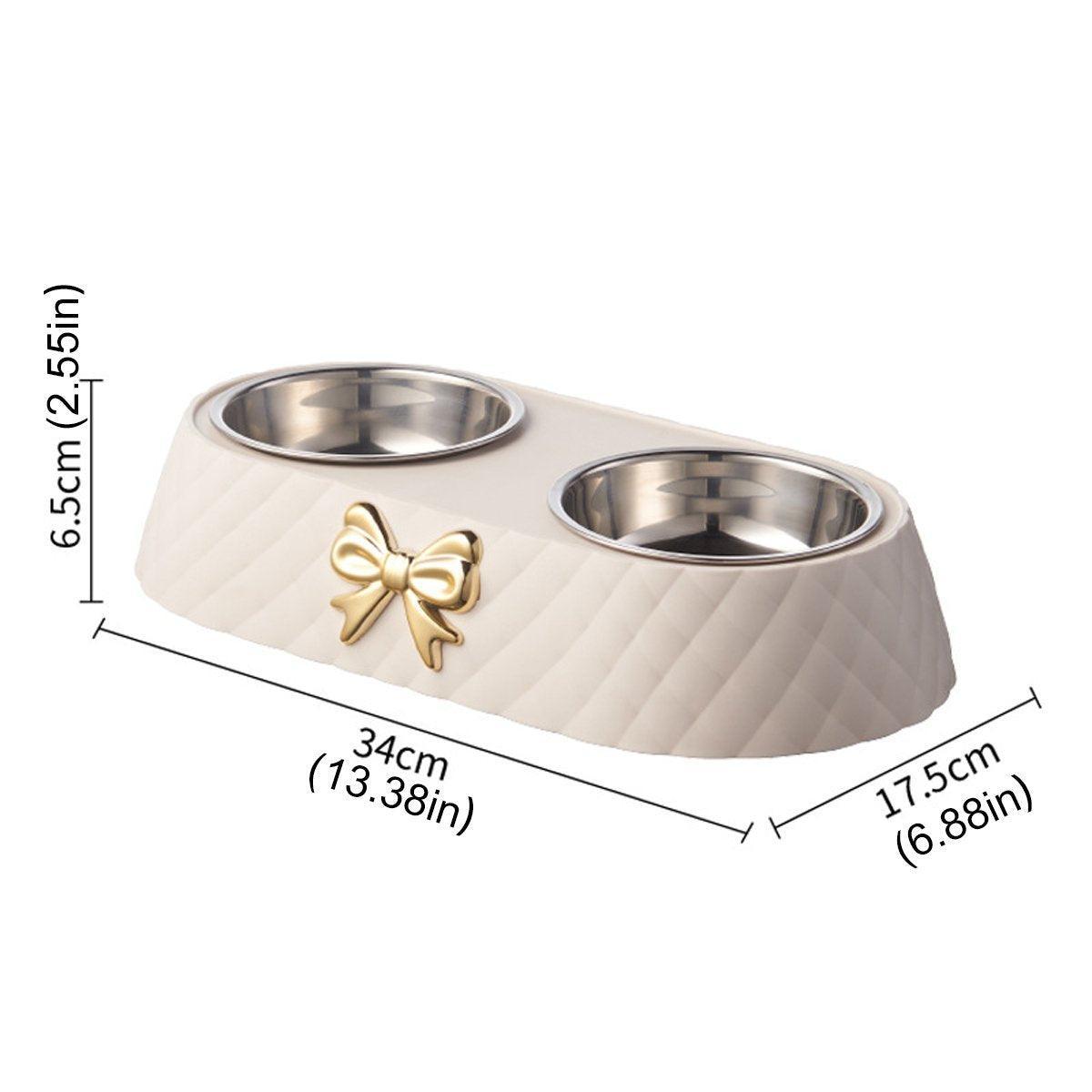 Stainless Steel Double Pet Bowl Non-Slip Anti-Knock Dog Cat Feeder Utensils - Green