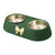 Stainless Steel Double Pet Bowl Non-Slip Anti-Knock Dog Cat Feeder Utensils - Green