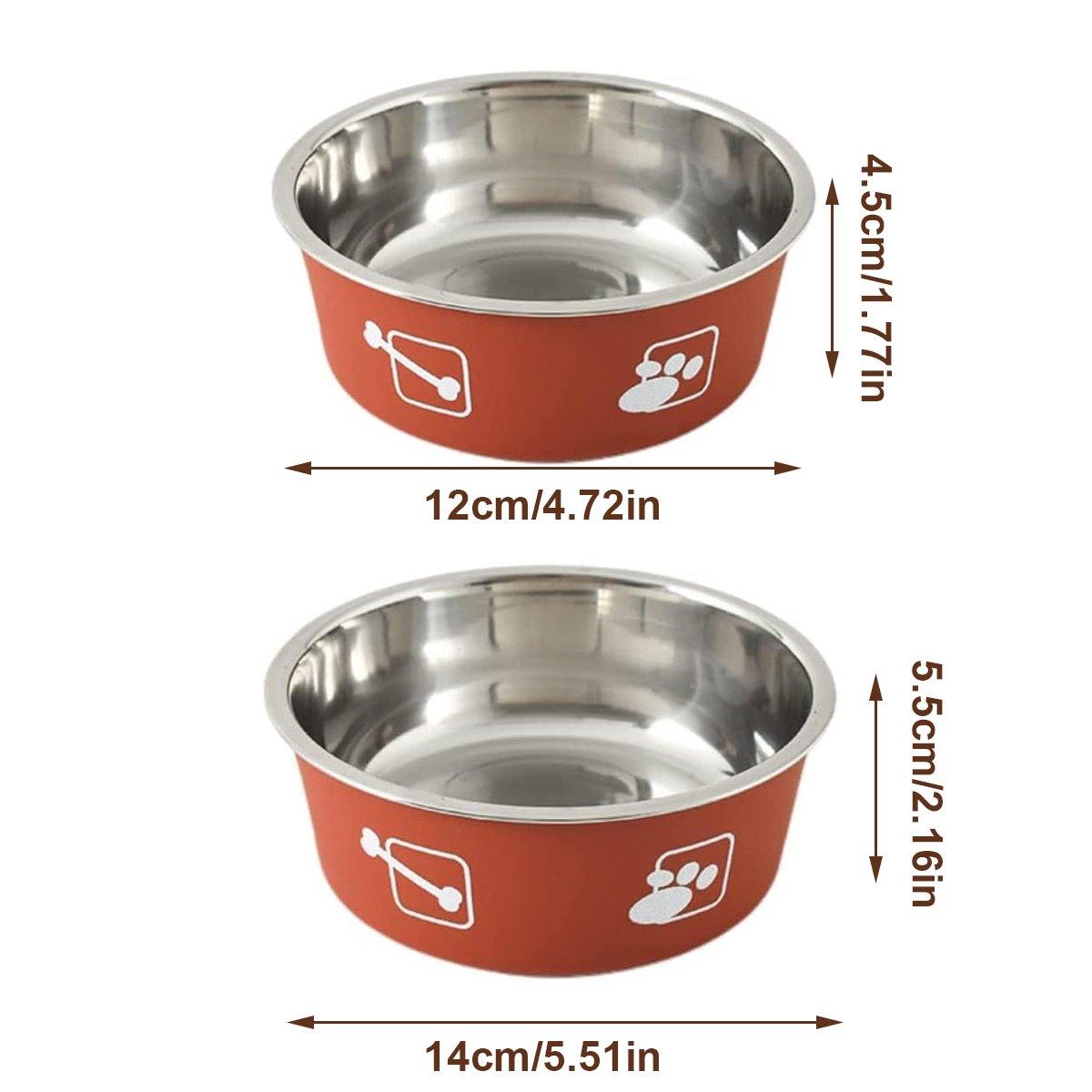 Stainless Steel Pet Bowl Hanging Cat Food Water Bowl Durable for Dogs and Cats - Red-14cm
