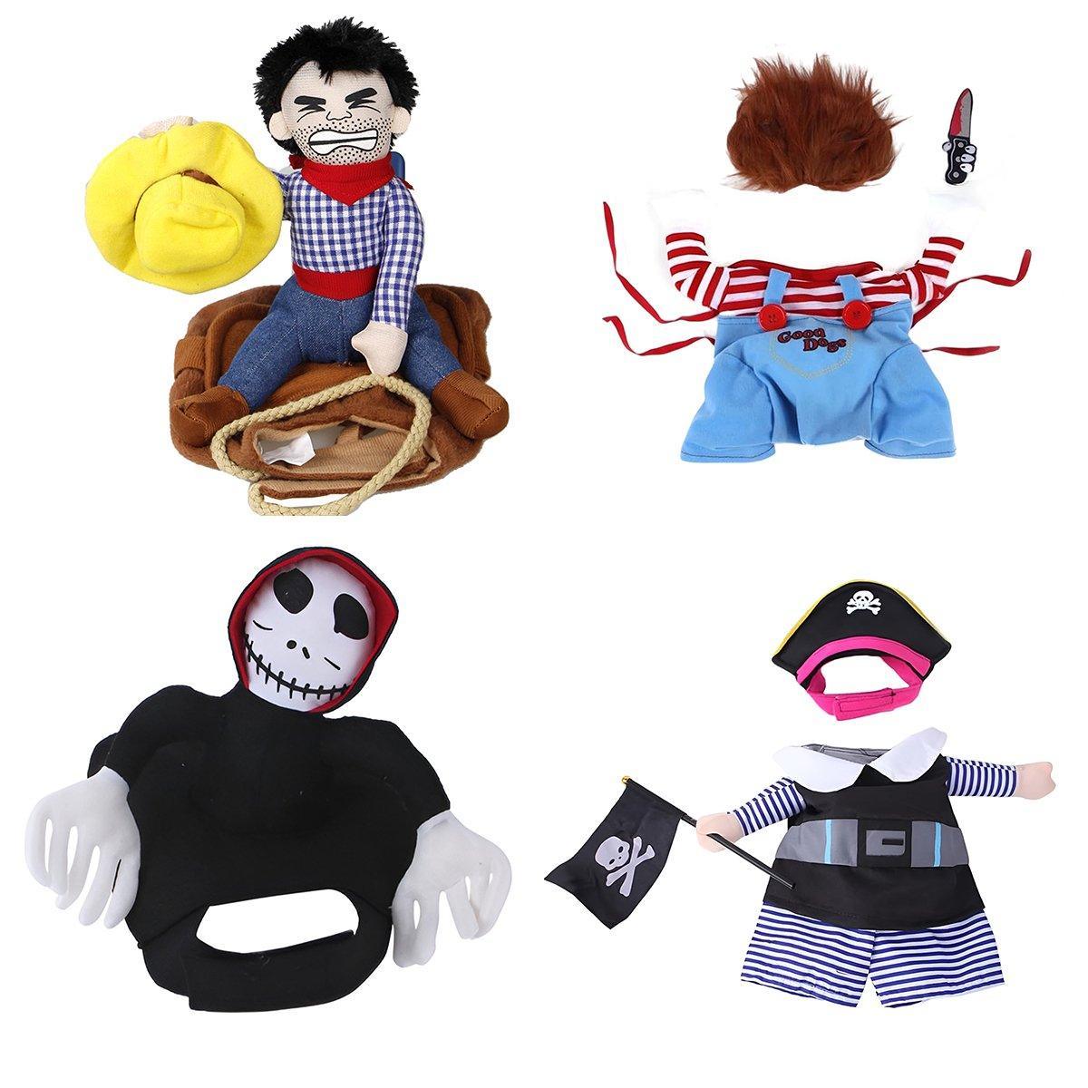 Halloween Dog Costume Pet Accessories Funny Dress Up for Small Medium Dogs - Little Devil Riding-S