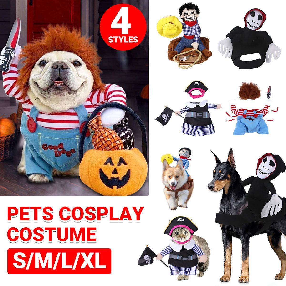 Halloween Dog Costume Pet Accessories Funny Dress Up for Small Medium Dogs - New Pirate-S