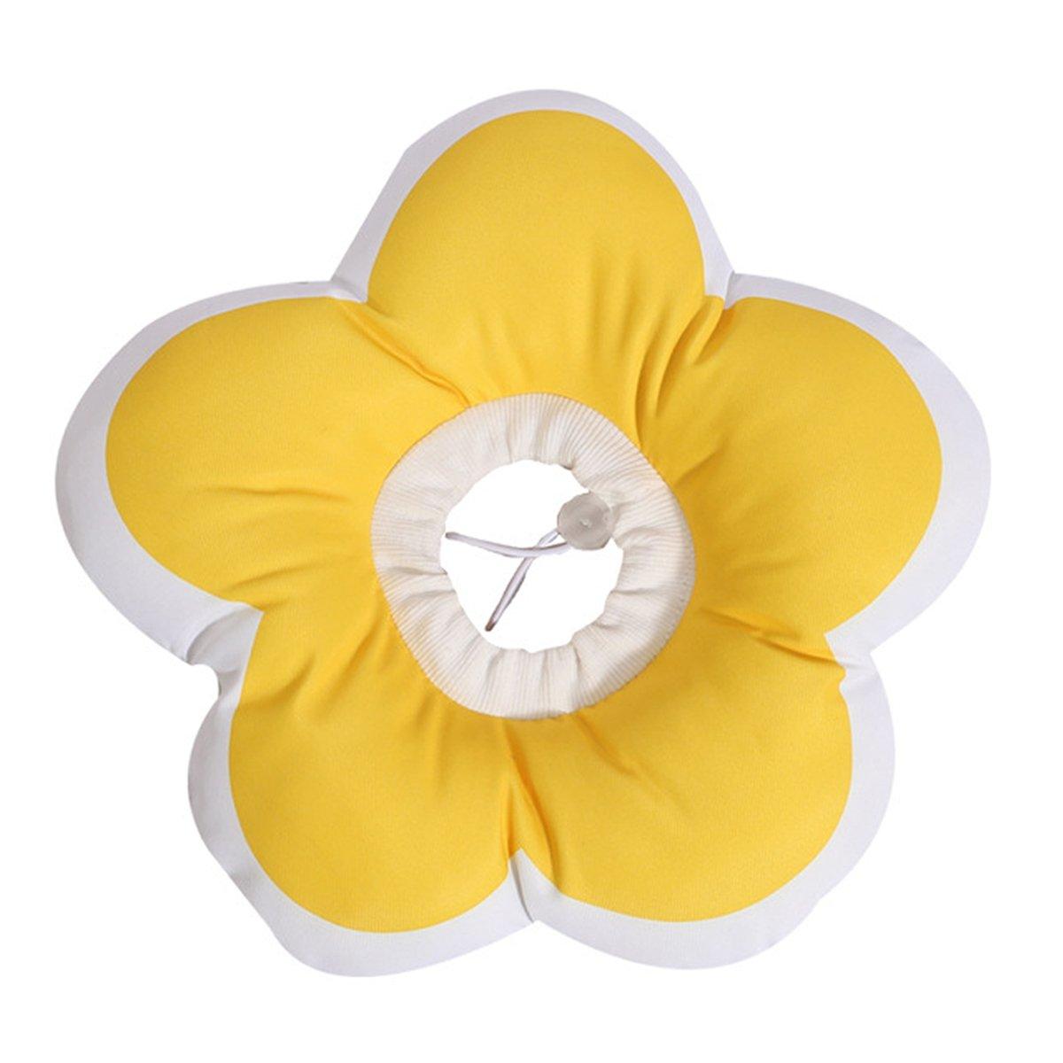 Elizabethan Cat Recovery Collar Anti Licking Pet Cone Protective Neck Ring - Yellow-L
