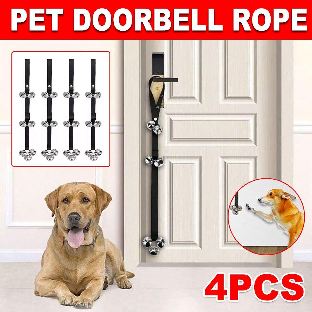 4PCS Pet Training Doorbell Rope Cat Teaser Toy Bell Interactive Play Rope Bell