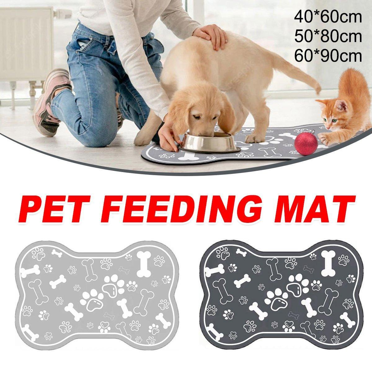 Pet Feeding Mat Non-slip Diatom Mud Absorbent Dirt-resistant Waterproof Placemat - Grey-40x60cm