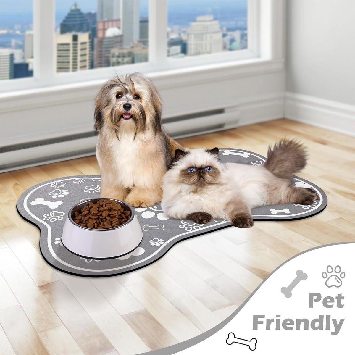 Pet Feeding Mat Non-slip Diatom Mud Absorbent Dirt-resistant Waterproof Placemat - Grey-40x60cm