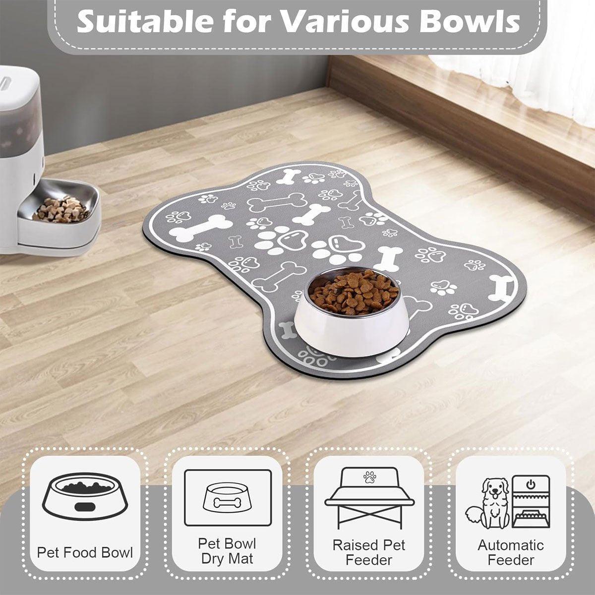 Pet Feeding Mat Non-slip Diatom Mud Absorbent Dirt-resistant Waterproof Placemat - Grey-40x60cm